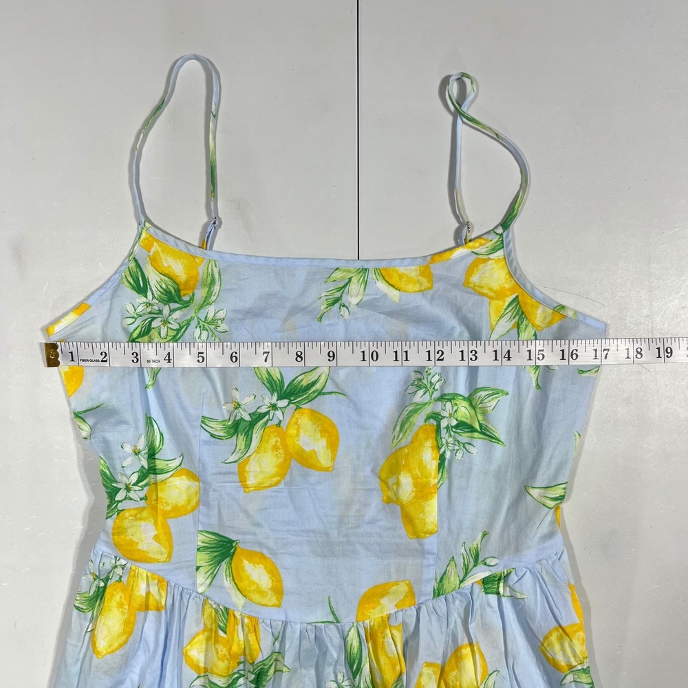 Gap Euro Summer Lemon Print Basque Waist Cotton Midi Dress Smocked Boho Medium - Picture 6 of 11